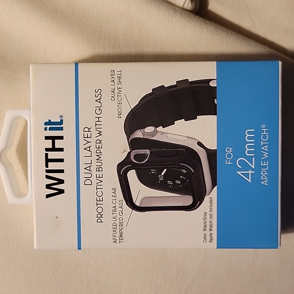 WITHit Dual Layer Protective Bumper with Glass for 42mm Apple Watch